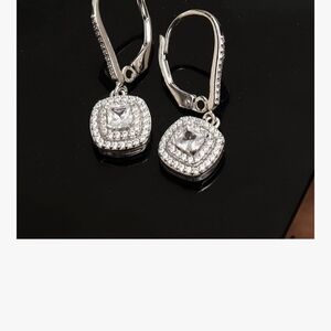 925 Sterling Silver Leverback Earrings. Lightweight Zirconia Drop Dangle